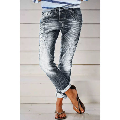 Drawstring Elastic Waist Washed Women&
