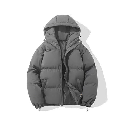 Zipper Solid Color Hooded Padded Jacket Limorista