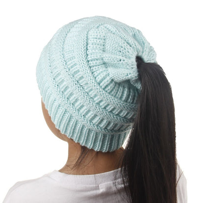 Knitted Ponytail Hat, Women&