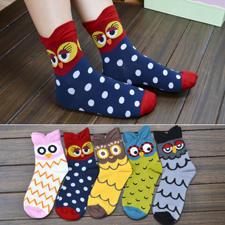 Owl cartoon female socks Limorista