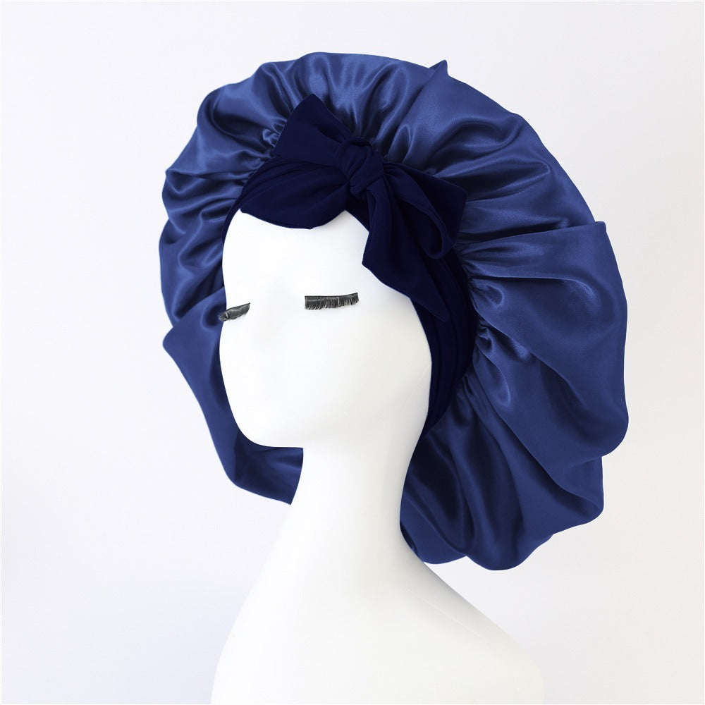 Satin Ribbon Round Bow Elastic Nightcap Limorista