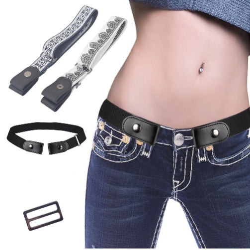 Creative Lazy Belt Fat Elastic Belt Men And Women Outdoor Sports Elastic Invisible Belt Vintage Print No Buckle Stretch Plus Belt Limorista