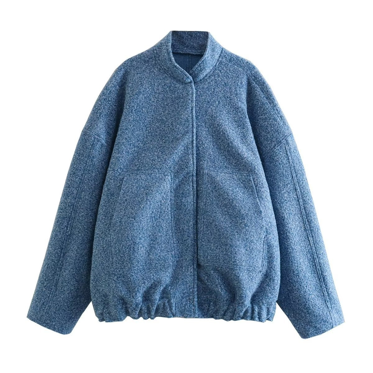 Standing Neck Loose Sleeved Pocket Jacket Limorista