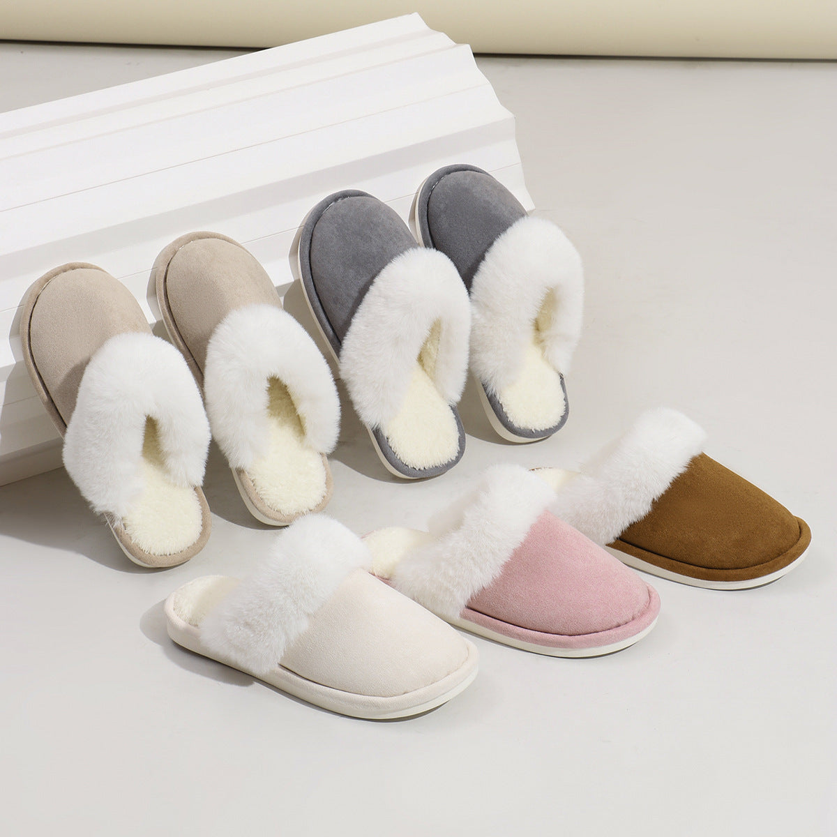 Winter Warm Plush Slippers Home Indoor Non-slip Bedroom Floor Soft Fuzzy Slipper For Couple Fashion Solid House Shoes Limorista