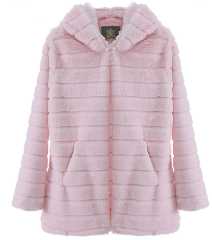 Plush padded hooded lady mink short fur coat Limorista