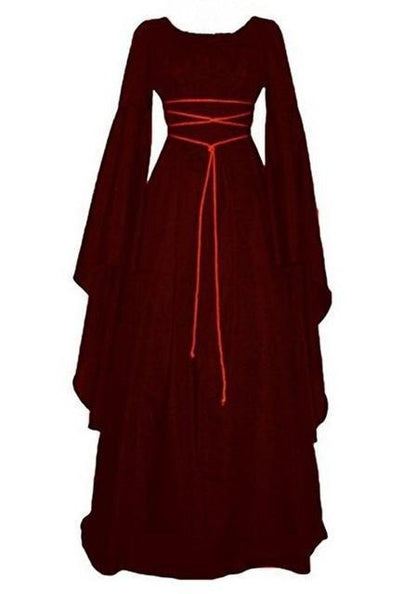 Halloween Long Sleeve Round Collar Belt Irregular Ladies Dress Halloween Witch Costume Limorista