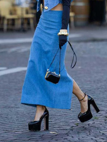 Love Denim Short Jacket &amp; High Waist Skirt Two-Piece Set Limorista