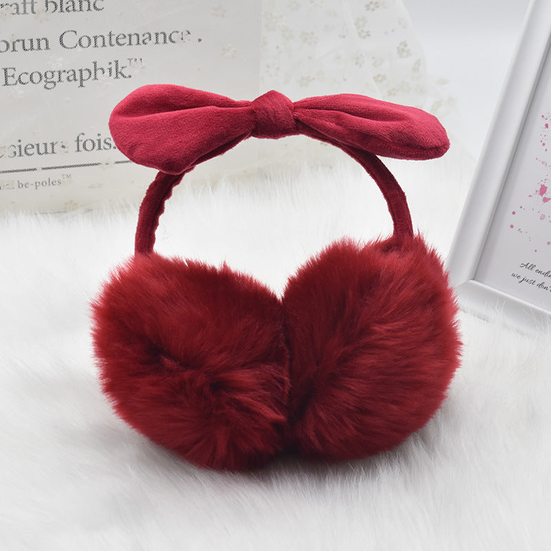 New Cute Rabbit Ears Bowknot Earmuffs For Ladies Winter Rabbit Fur Earmuffs Limorista