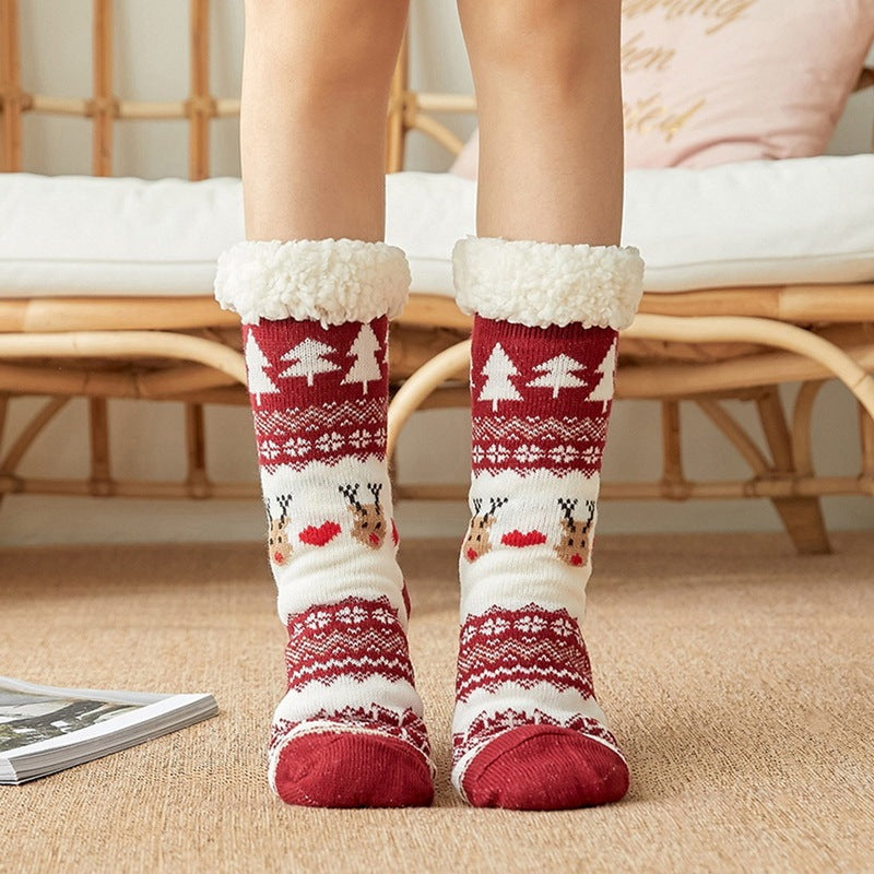 Thicken warm high tube plus velvet floor socks Limorista