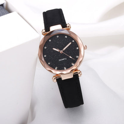 Casual Women Romantic Starry Sky Wrist Watch Leather Rhinestone Designer Ladies Clock Limorista