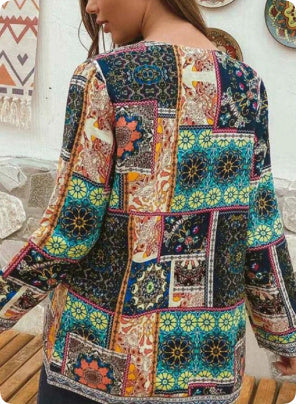 Printed Loose Long Sleeve Jacket Cardigan Limorista