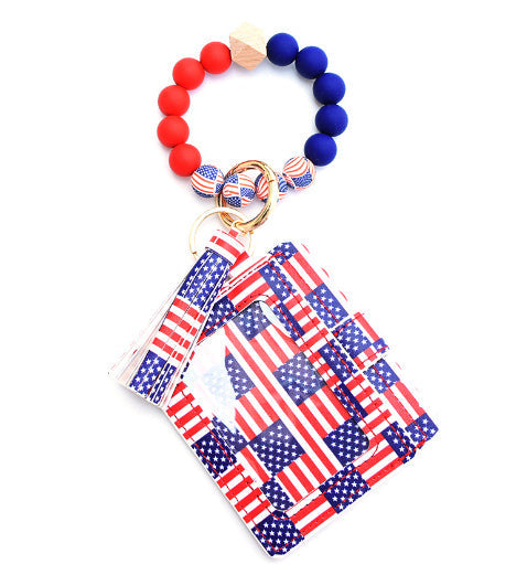 Silicone Bead Bracelet Card Bag Pu Tassel Women&