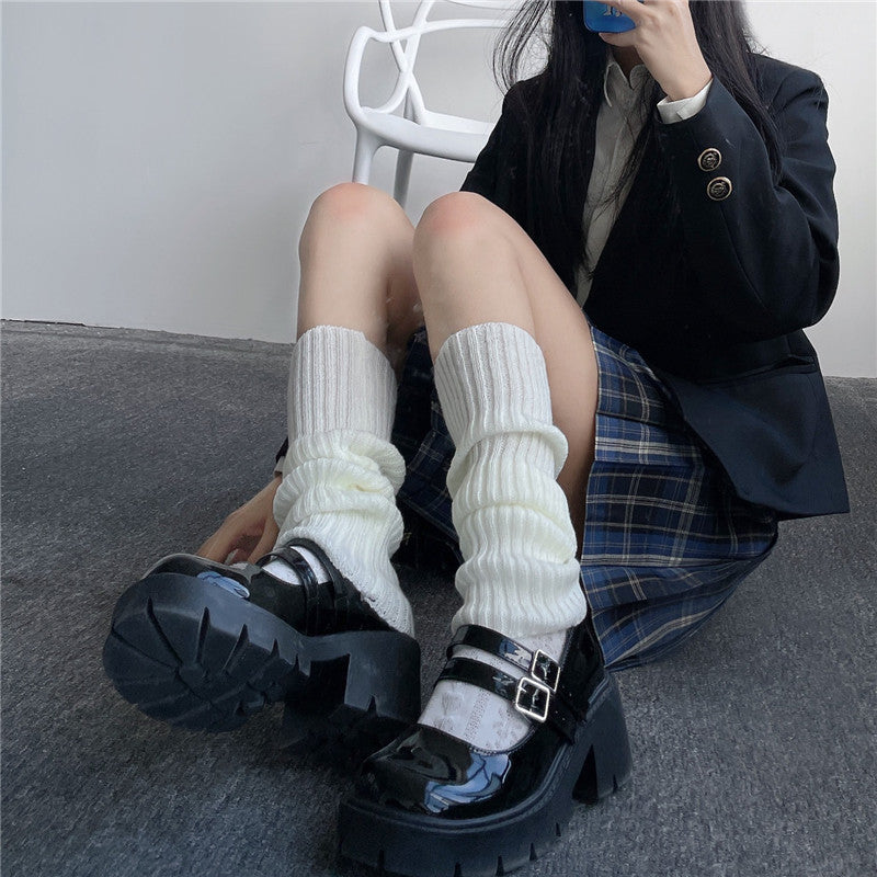 Solid Color Knitted Socks Stockings Limorista