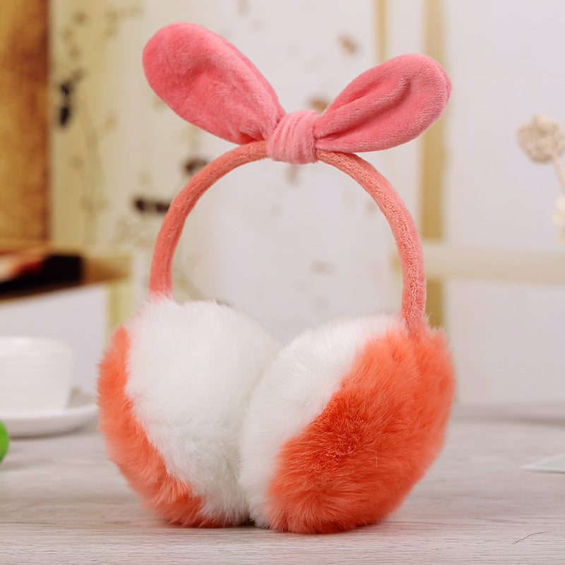 New Cute Rabbit Ears Bowknot Earmuffs For Ladies Winter Rabbit Fur Earmuffs Limorista