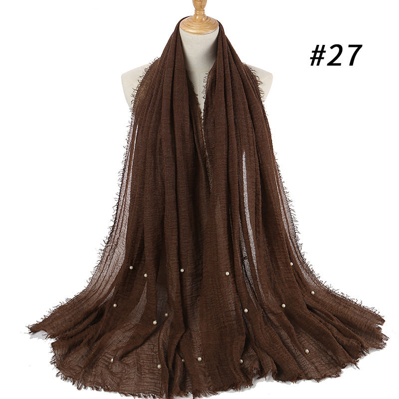 Cotton and linen crumpled monochrome scarf Limorista