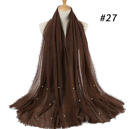 Cotton and linen crumpled monochrome scarf Limorista