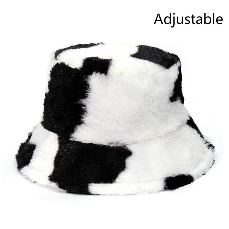 Cow Pattern Female Print Korean Fashion Plush Hat Limorista