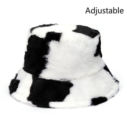 Cow Pattern Female Print Korean Fashion Plush Hat Limorista