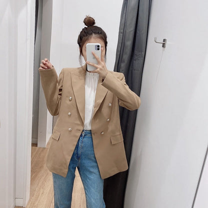 Simple Style Buttoned Casual Blazer Jacket Women Limorista