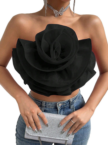 Three-dimensional Organza Flower Small Sling Chest-wrapped Vest Limorista