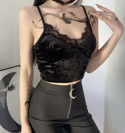 Personality Lace Suspender Top Crop Vest Limorista