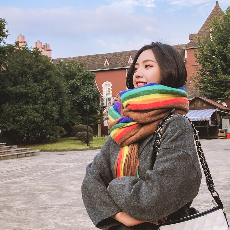 Rainbow Double Sided Scarf Women&