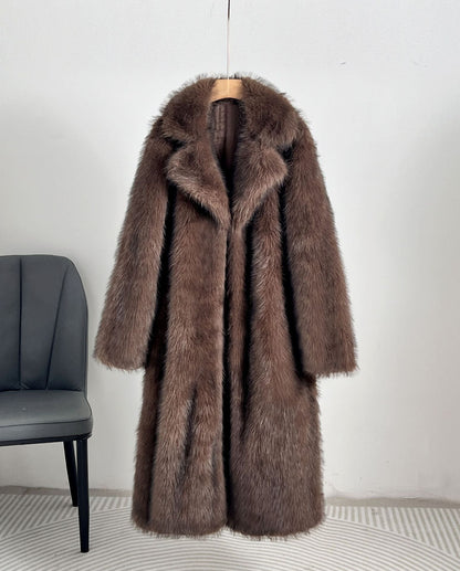 Autumn And Winter Extended Imitation Fur Coat Overcoat Limorista