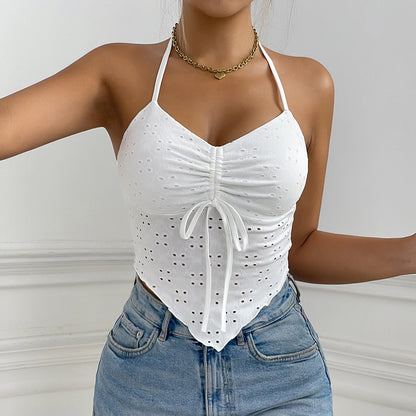 European And American Style Hot Girl Trendy Halter Strap Vest Sexy Slim Fit Drawstring Irregular Limorista