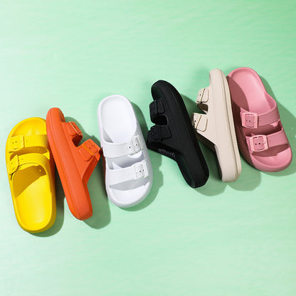 High Elastic Rubber Soft Platform Double Buckle Slippers For Women Limorista