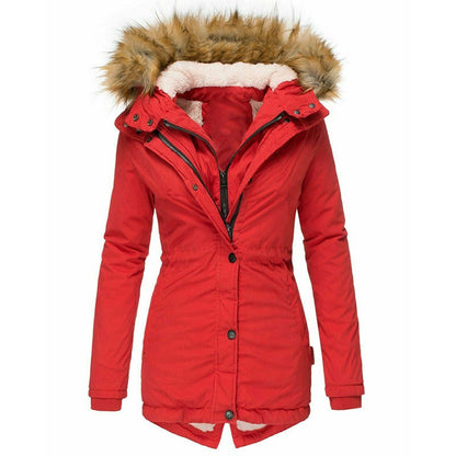 Long Sleeved Slim Jacket With Warm Fur Collar And Zipper Limorista