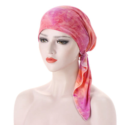 Curved Tail Turban Hat Flower Cloth Pullover Limorista