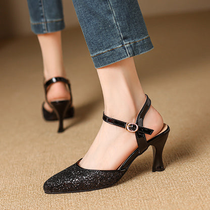 Closed Toe Back Empty Ankle-strap Buckle Sandals Women&