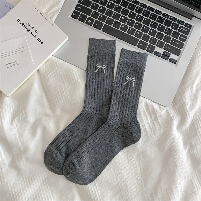 Cute Girl Bow Tube Socks Hollow Bunching Socks Limorista