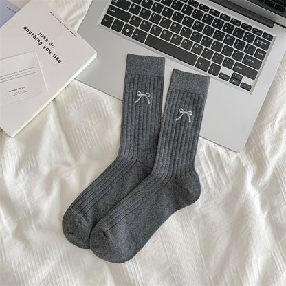 Cute Girl Bow Tube Socks Hollow Bunching Socks Limorista