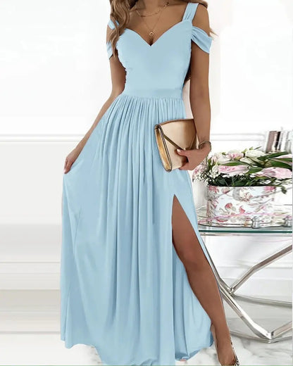 V-neck Boho Spaghetti Strap Dress Women Split Long Flowy Dresses For Party Beach Limorista