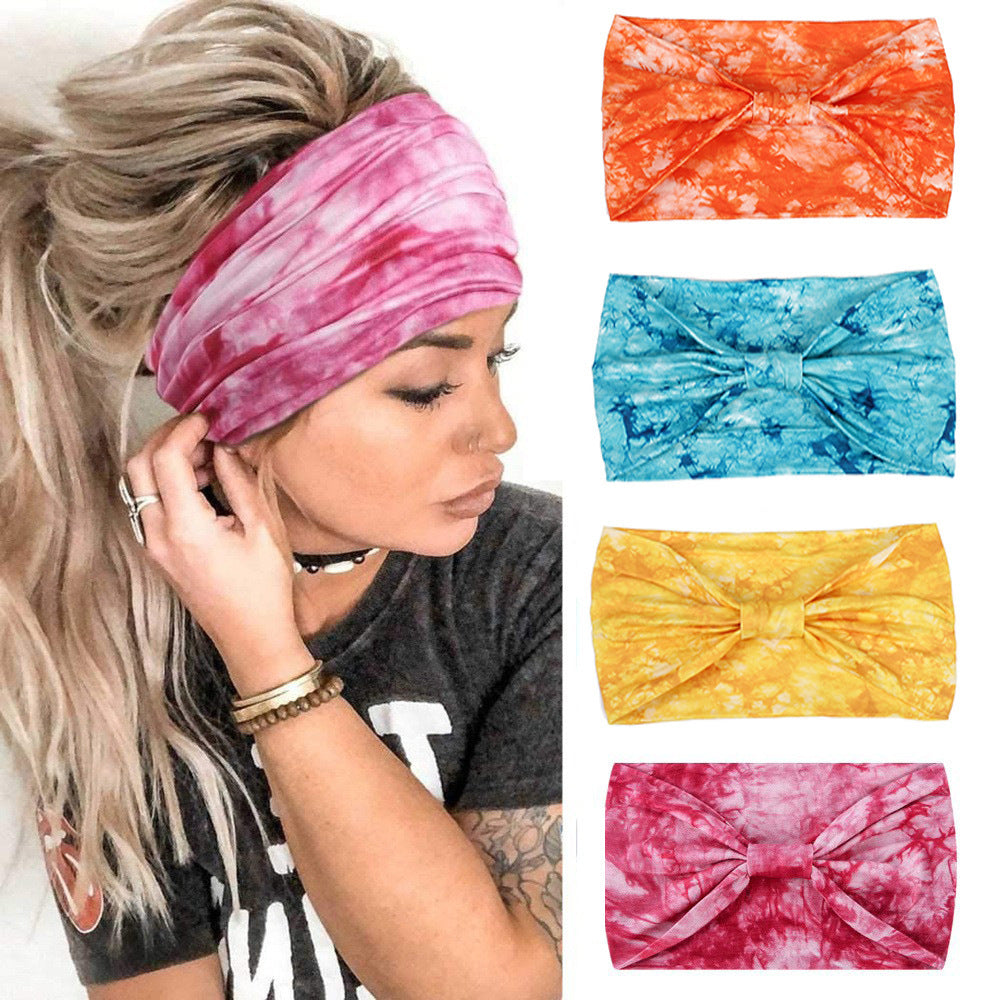 European And American New Tie-dye Sports Sweat-absorbent Hair Band Women&