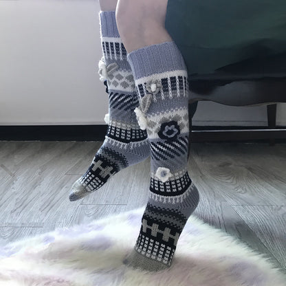 Ins Style Retro Jacquard Long Ladies Hand Crochet Floor Socks Limorista