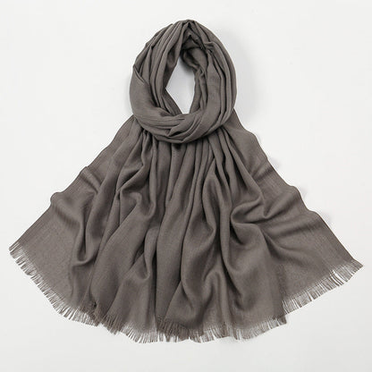 Flat Slub Cotton Solid Color Scarf Breathable Monochrome Limorista
