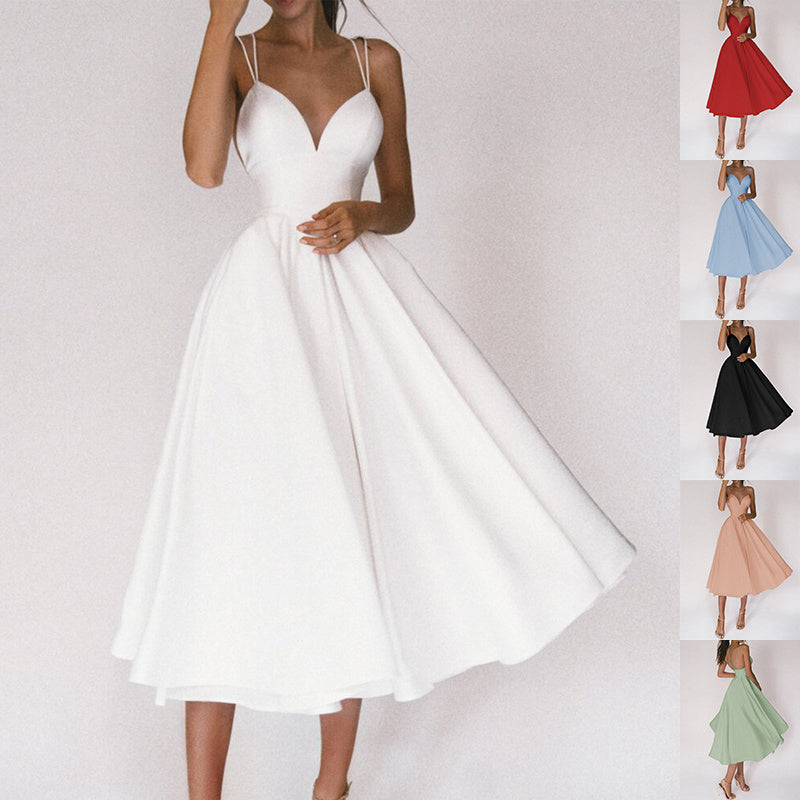 Sexy V-neck Suspender Dress Summer Fashion A-Line Long Dresses For Women Limorista