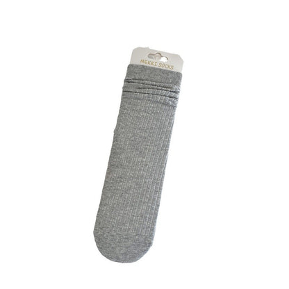 Solid Color Yarn Sunken Stripe Women White Tube Bunching Socks Women Limorista