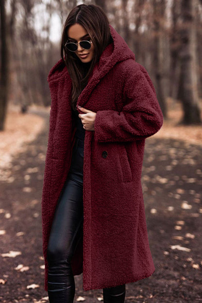 Fashion Long Clean Color Long Sleeve Woolen Women&