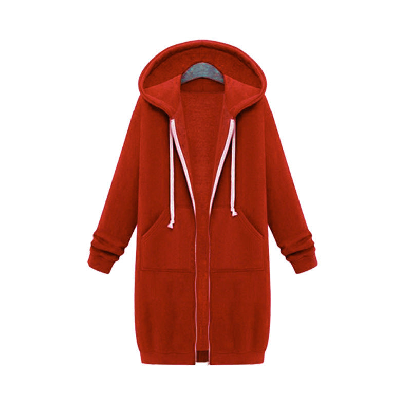 Hooded Long Sleeve Sweater Fleece Long Jacket Limorista
