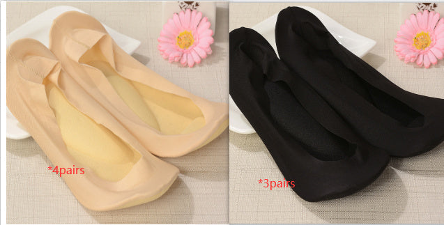 3D Arch Foot Massage Health Care Women Summer Socks Ice Silk Socks Shallow Mouth Silica Gel Invisible Slippers Feet Care Limorista