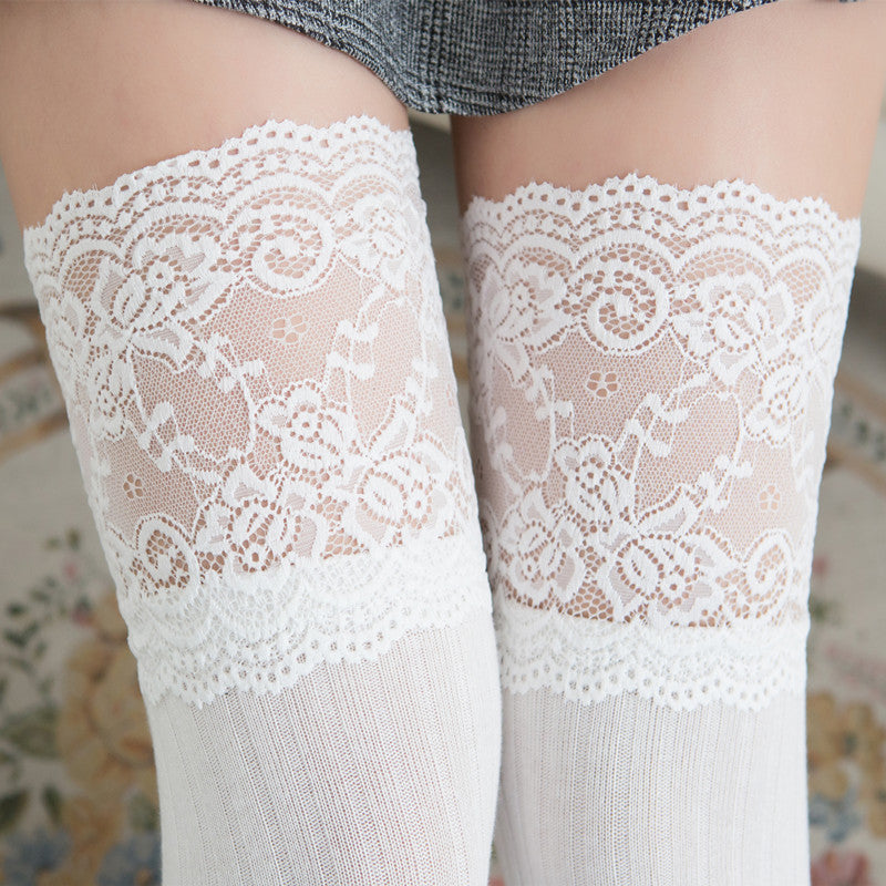 Japanese Style Wide Lace Over The Knee Stockings Women Limorista