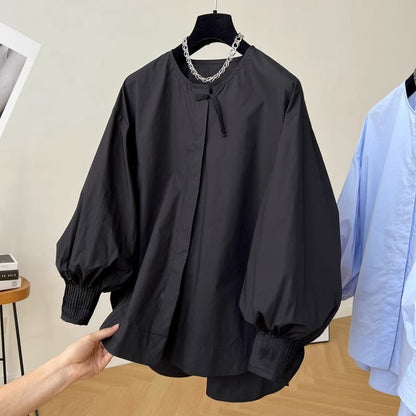 Tassel Pleated Sleeve Shirt Women&