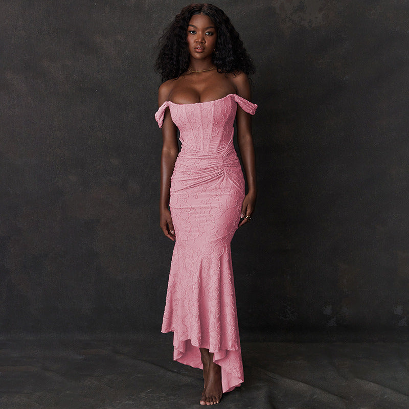 Mozision Off-shoulder Backless Sexy Evening Dress For Women Purple Sleeveless Strapless Ruched Bodycon Club Party Dress Limorista