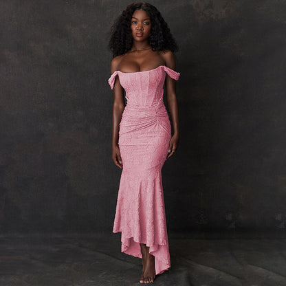 Mozision Off-shoulder Backless Sexy Evening Dress For Women Purple Sleeveless Strapless Ruched Bodycon Club Party Dress Limorista