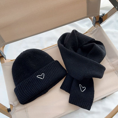 Heart Embroidery Solid Color Children Woolen Knitted Hat Limorista