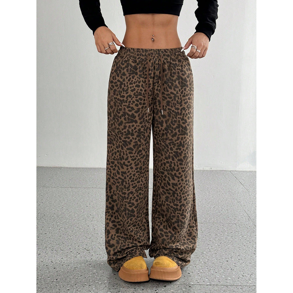 Leopard Print Floral Print Casual Jumpsuit Wide Leg Loose Limorista