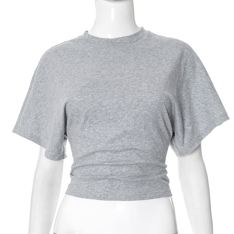 Summer Batwing Sleeve T-shirt Ins Fashion Round Neck Pullover Short-sleeved Tops For Women Clothing Limorista